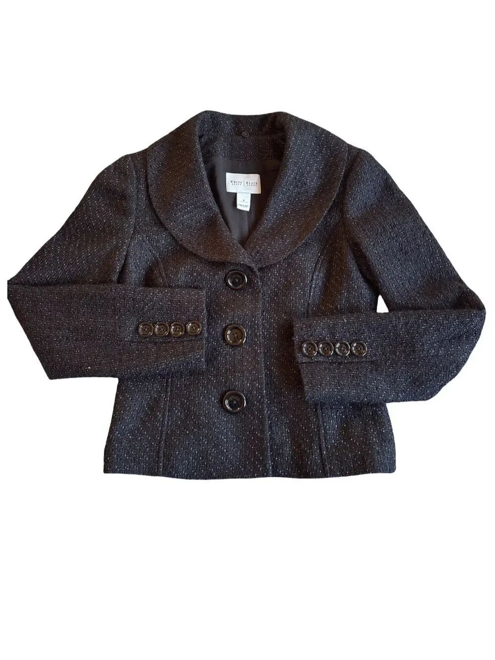 White House Black Market Black Blazer, Faux Fur, Tailored Fit
